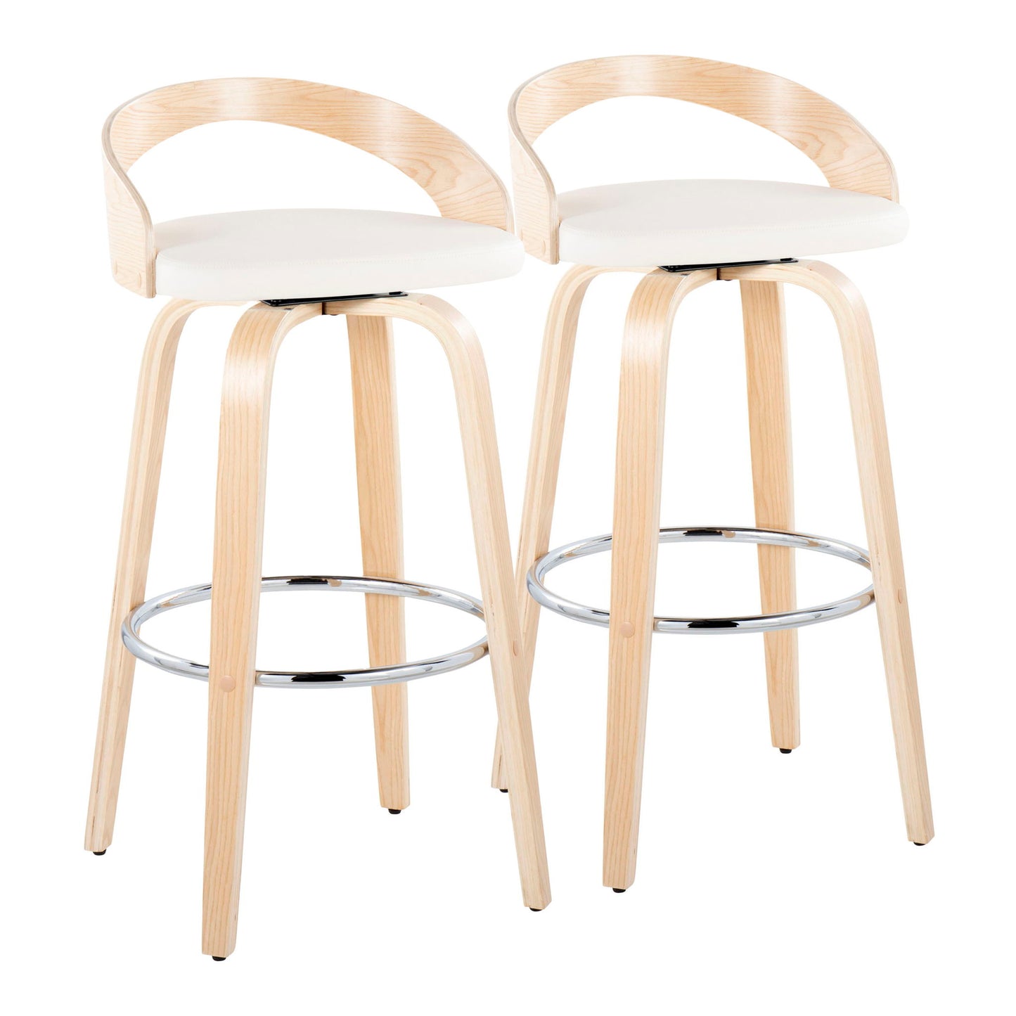 Grotto - Contemporary Fixed-Height Barstool With Swivel With Round Footrest (Set of 2) Lumi Source