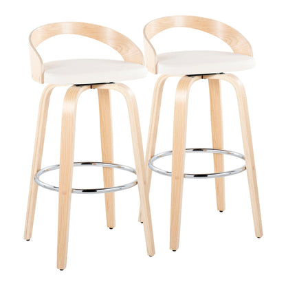 Grotto - Contemporary Fixed-Height Barstool With Swivel With Round Footrest (Set of 2) Lumi Source