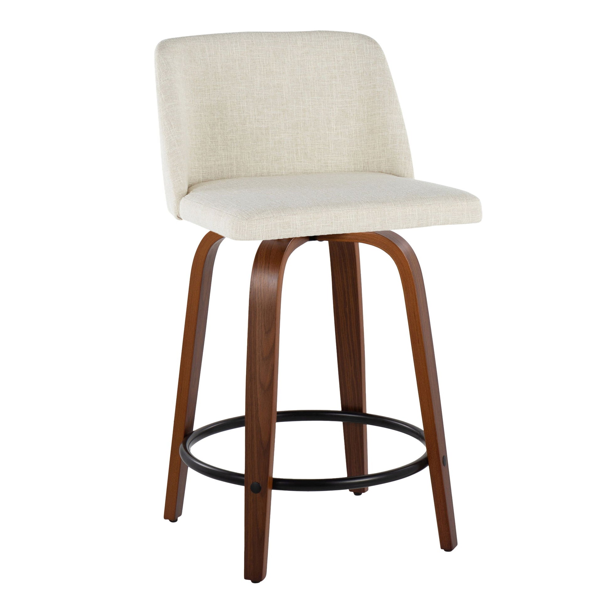 Toriano - Contemporary Fixed Height Counter Stool Swivel With Round Footrest (Set of 2) Lumi Source