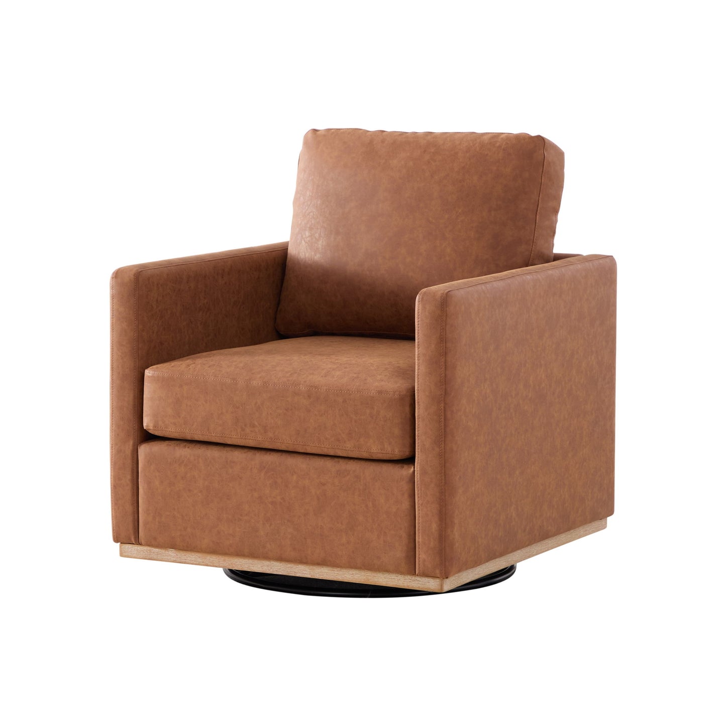 Modern Upholstered Square Swivel Accent Chair With 360 Degree Rotation Home Essentials