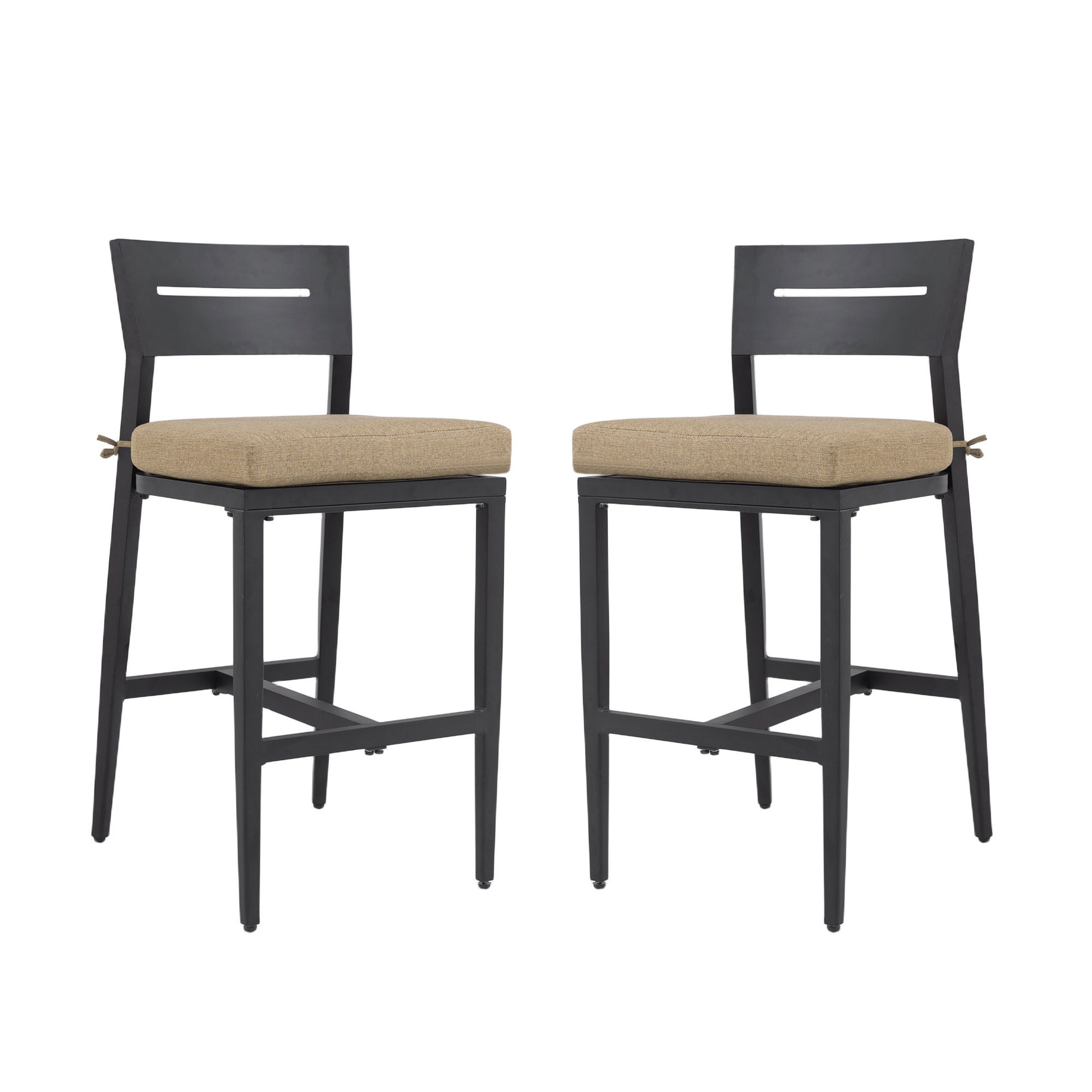 Modern Outdoor Bar Stools With Backrest And Footrest (Set of 2) Life Outside