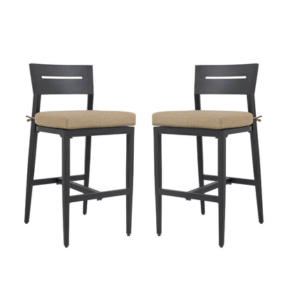 Modern Outdoor Bar Stools With Backrest And Footrest (Set of 2) Life Outside