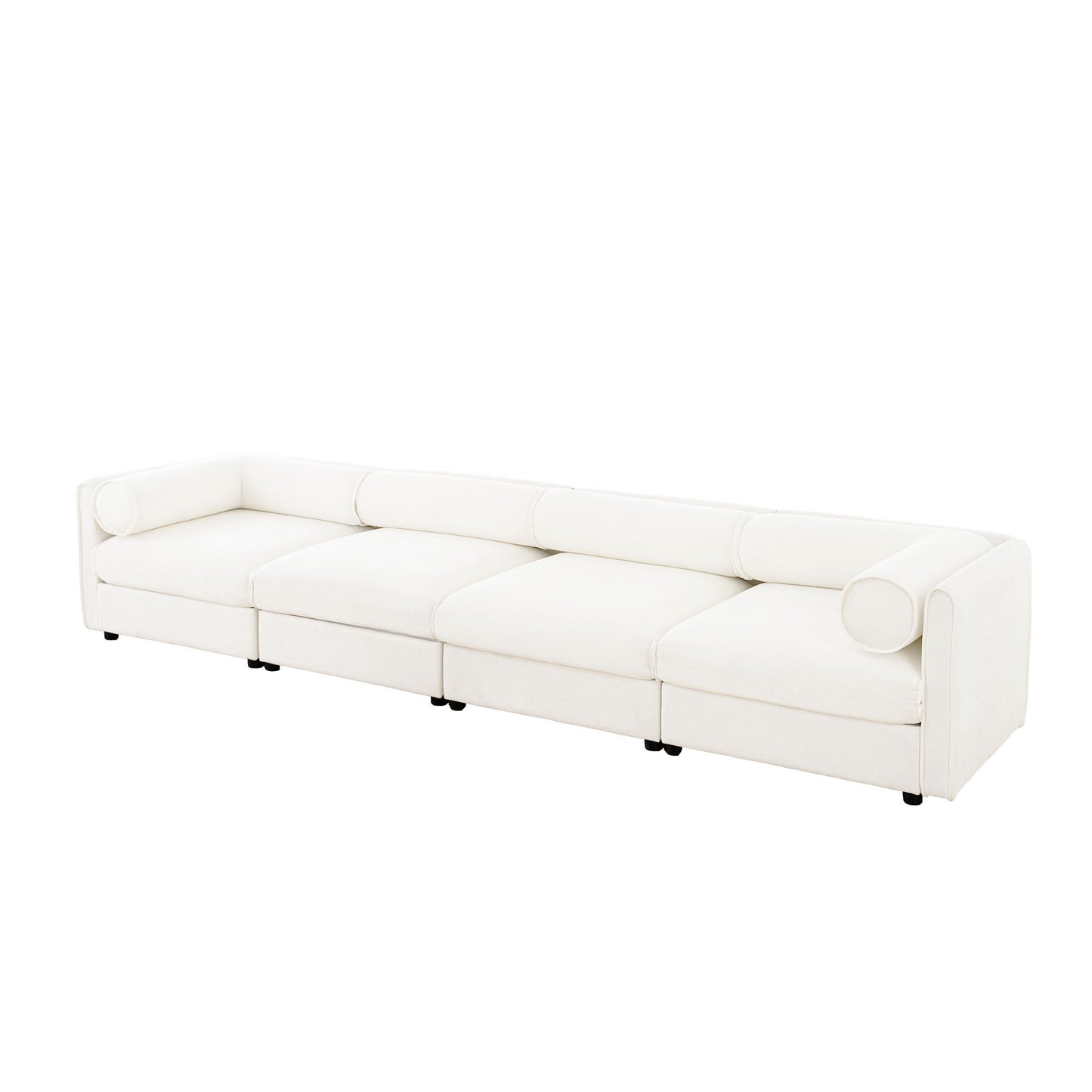 Stylish Chenille Sofa With Storage Seat And Cylindrical Backrest Home Essentials
