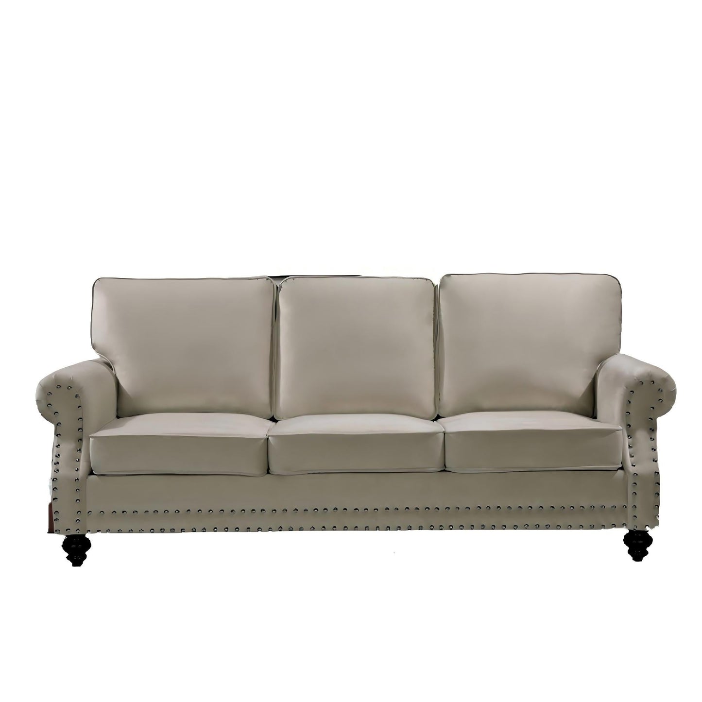 3 Seater Sofa With Nailhead Trim And Turned Legs For Living Room US Pride