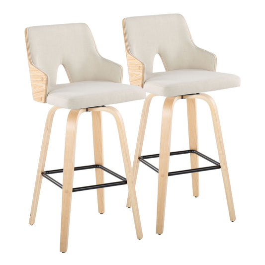 Stella - Contemporary Fixed Height Barstool With Swivel Square Footrest (Set of 2) Lumi Source