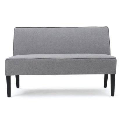 Contemporary Loveseat With Upholstered Fabric And Birch Wood Legs Noble House