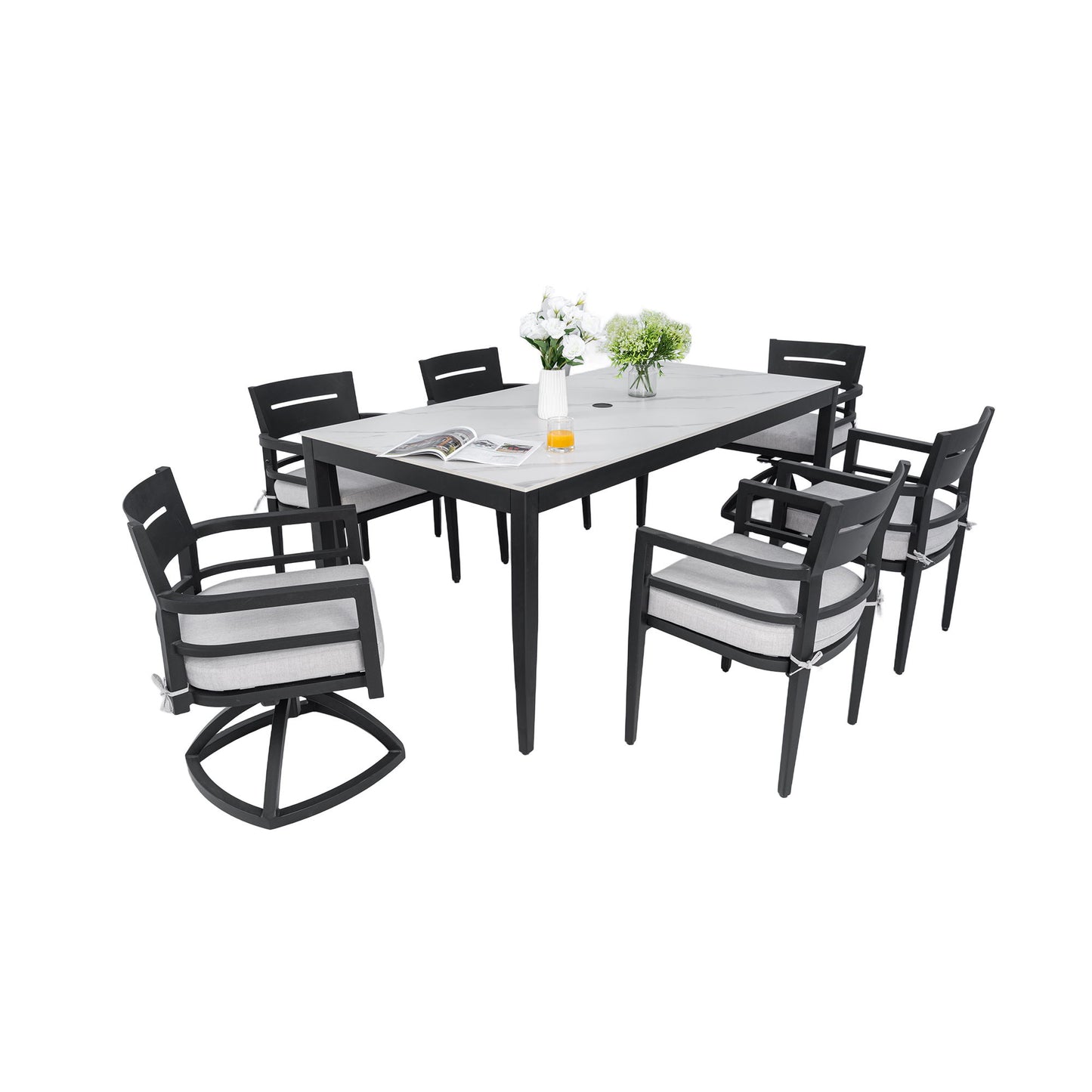 Modern Outdoor Patio Dining Set With Table And Chairs With Sunbrella Cushions Life Outside