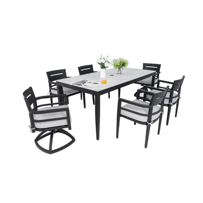 Modern Outdoor Patio Dining Set With Table And Chairs With Sunbrella Cushions Life Outside
