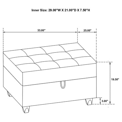 Storage Ottoman With Tufted Design - Gray Furniture Max