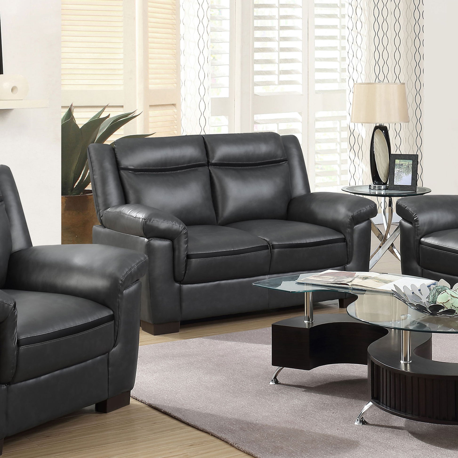 Jacob - Loveseat With Pillow Top Arms Upholstery - Gray Furniture Max