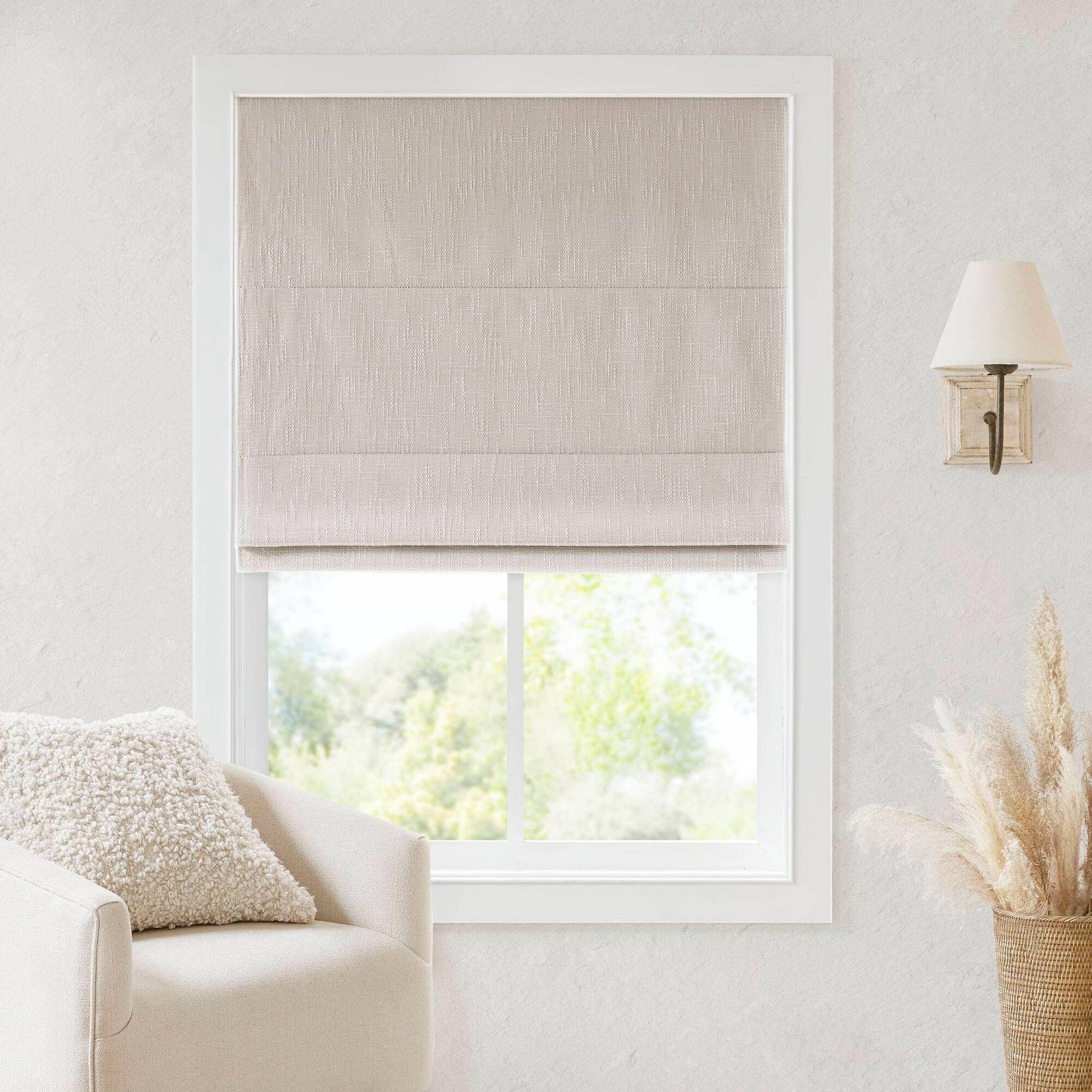 Quincy - 34x64" Total Blackout Cordless Roman Shade - Linen Madison Park