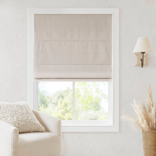 Quincy - 34x64" Total Blackout Cordless Roman Shade - Linen Madison Park