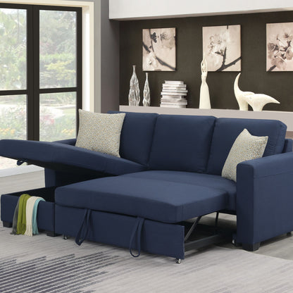 Reversible Sectional With Pop Up Sleeper And Hidden Storage Chaise - Navy Emerald Home