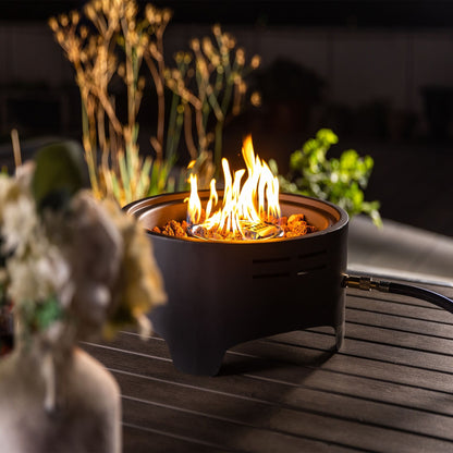 15" Propane Tabletop Gas Fire, 40000 Btu Round Steel Fire Pit For Outdoor Living Room Garden Balcony - Black Home Essentials