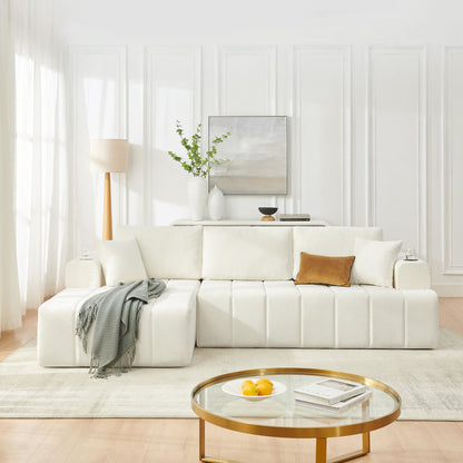 L - Shaped Sectional Sofa With Cup Holders & Side Pockets Home Essentials