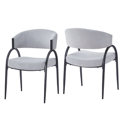 Contemporary Upholstered Dining Chairs With Metal Legs (Set of 2) Noble House