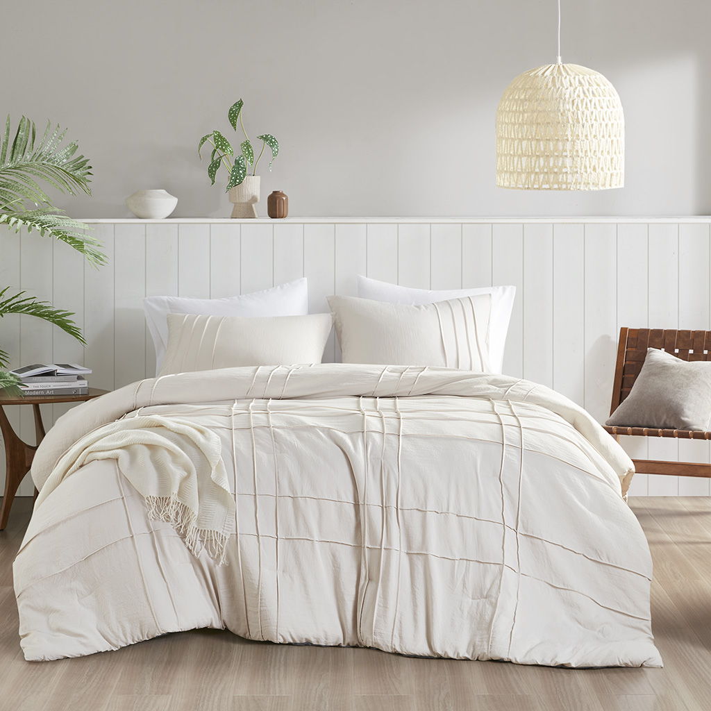 Porter - King Soft Washed Pleated Comforter Set - Neutral Super Listing