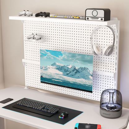 Clamp On Desk Pegboard With Single Monitor Stand Daily Nest