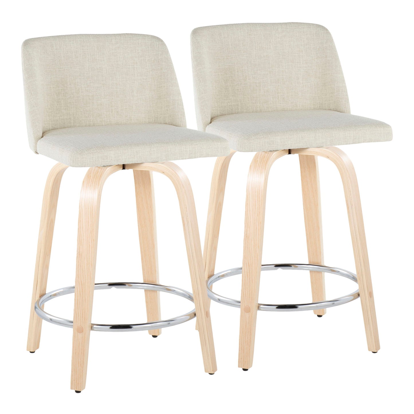 Toriano - Contemporary Fixed Height Counter Stool Swivel With Round Footrest (Set of 2) Lumi Source