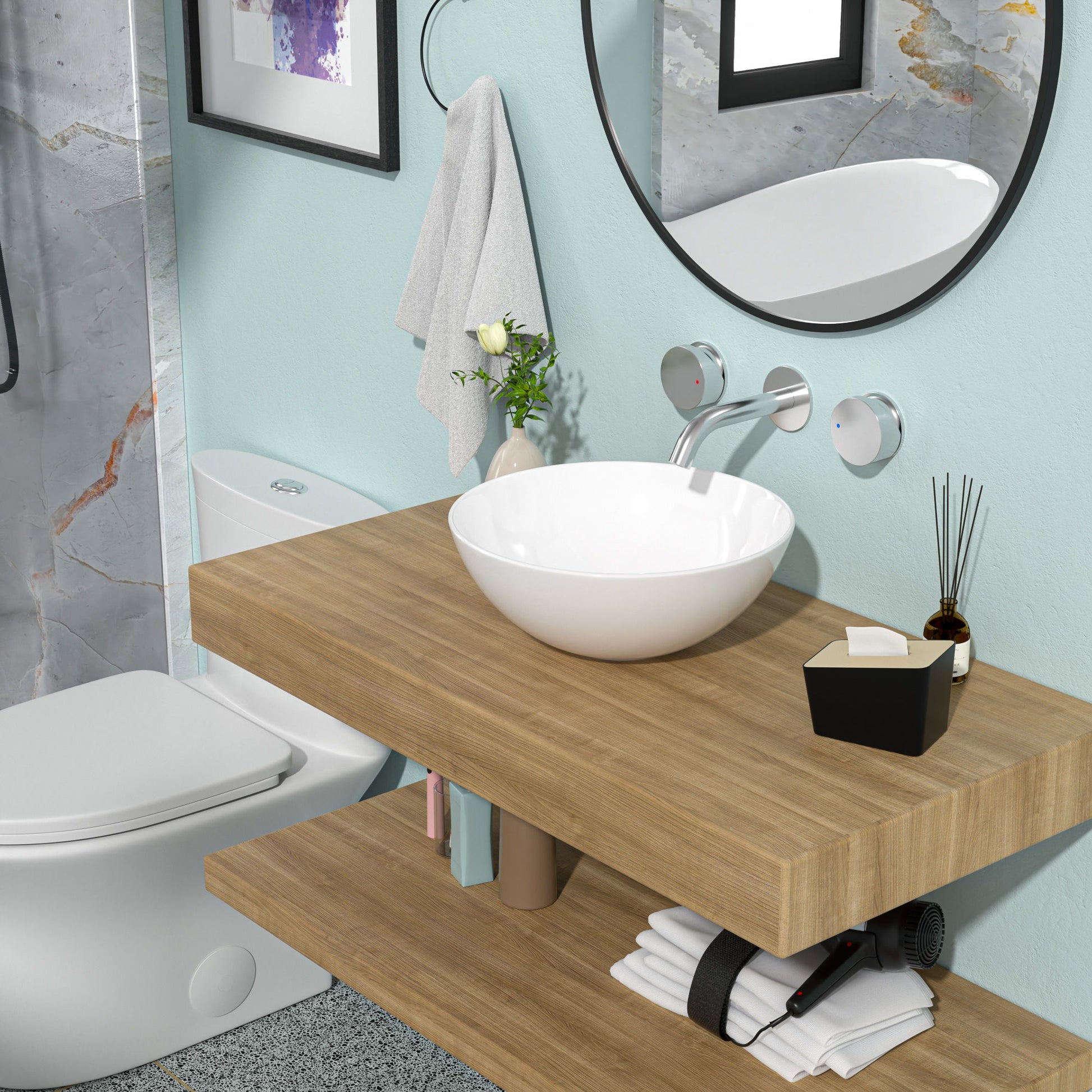 Modern Ceramic Circular Vessel Bathroom Sink Daily Nest