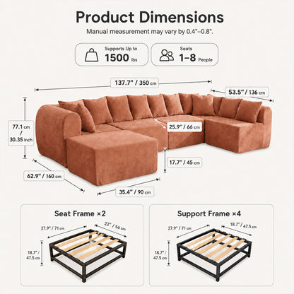 8 Seater U-Shaped Couch With Ottoman Home Essentials