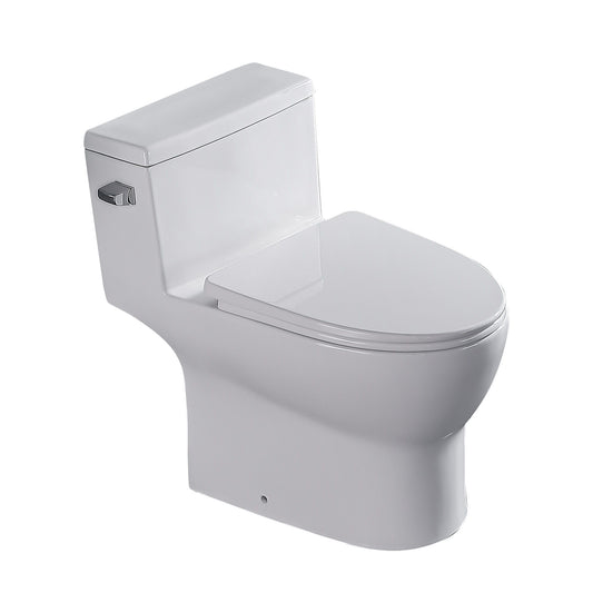 1 Piece Toilet, Soft Closing Seat - White Daily Nest