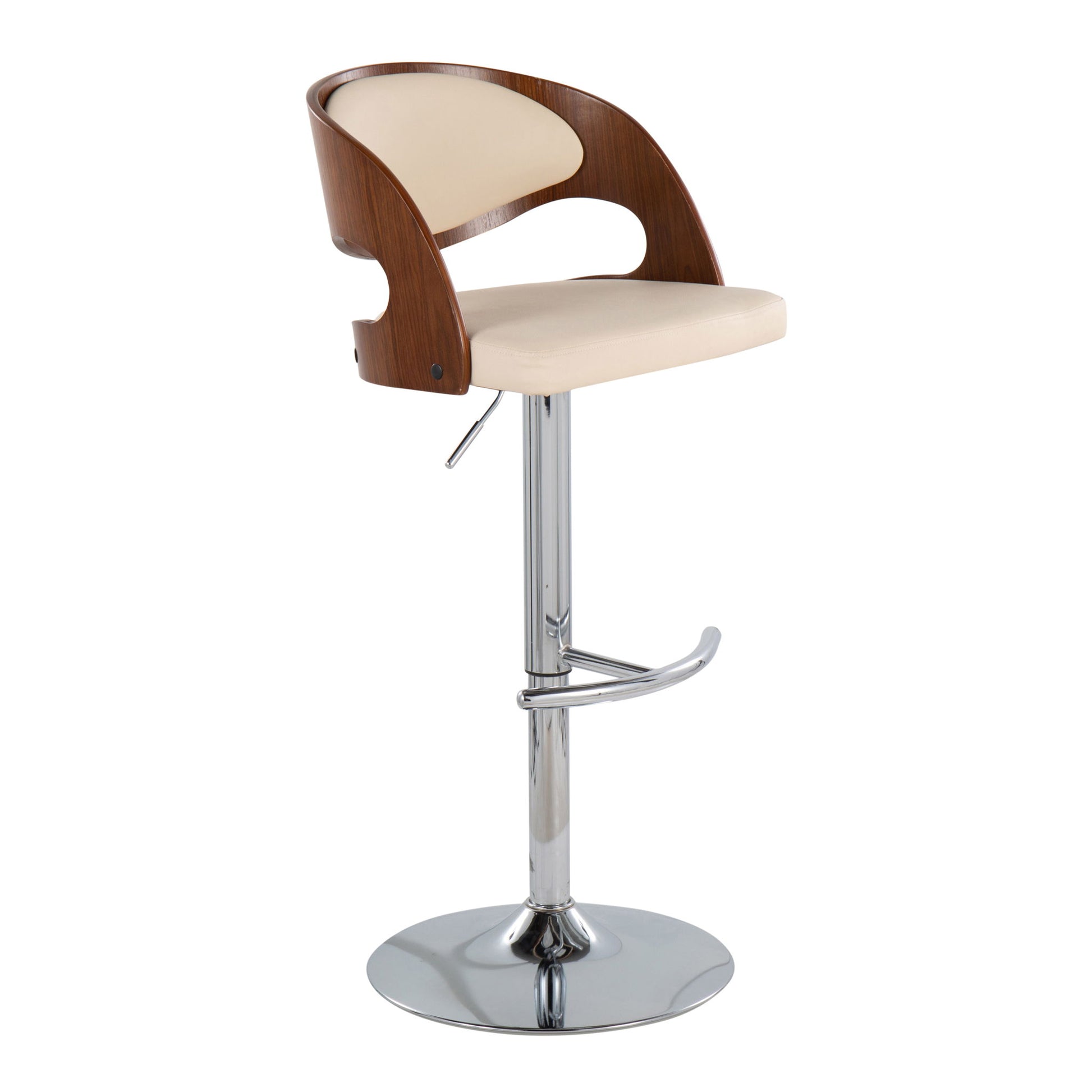 Pino - Mid Century Modern Adjustable Barstool & Swivel With Rounded T Footrest (Set of 2) Lumi Source