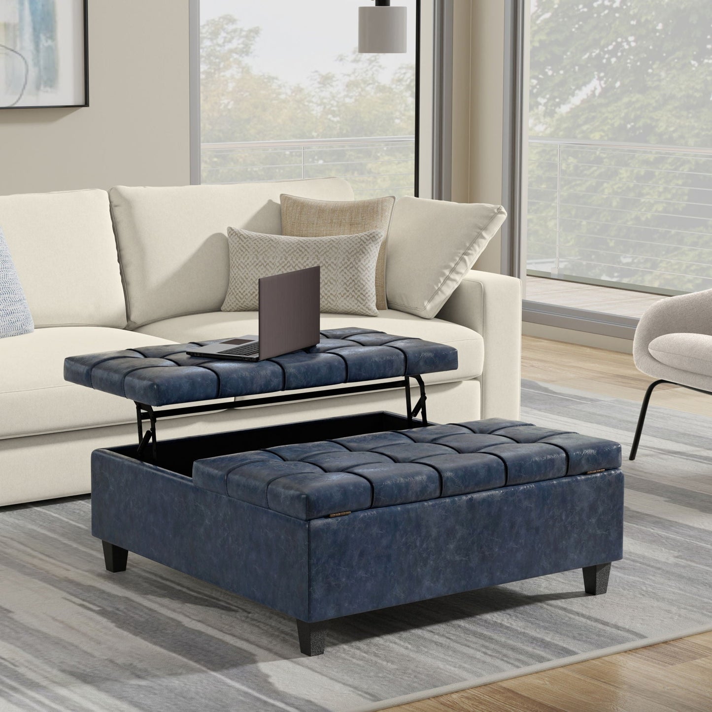 Harrison - Upholstered Coffee Table Storage Ottoman Simpli-Home
