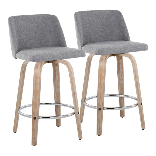 Toriano - Modern Design Fixed Height Counter Stool With Swivel With Round Footrest (Set of 2) Lumi Source