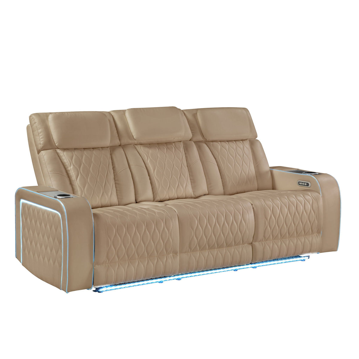 Electra - Power Reclining Sofa With Power Headrests, Drop Down Table, Reading Light, Massage, LED Lighting And USB Control Matrix Furniture Group
