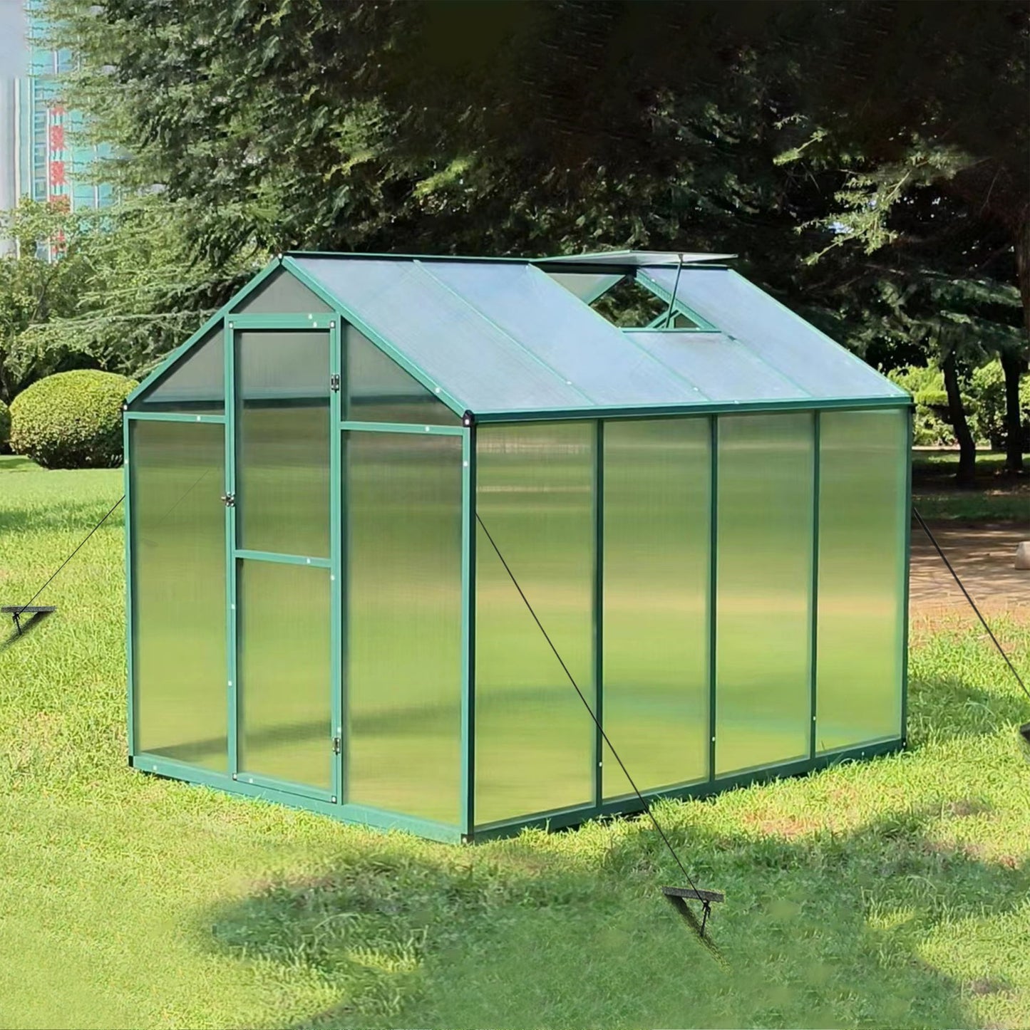 Polycarbonate Walk-In Greenhouse, Raised Base For Outdoor In All Season Daily Nest