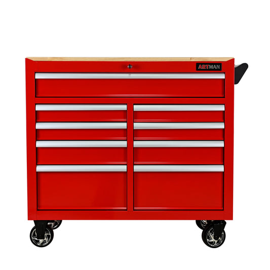9 Drawer Multifunctional Steel Tool Cart With Wheels And Wooden Top Daily Nest
