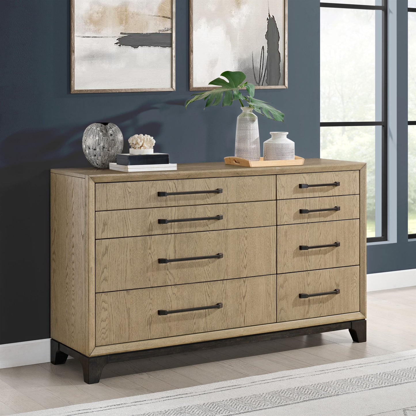 8 Drawer Dresser With Feet And Pulls - Brown Home Essentials