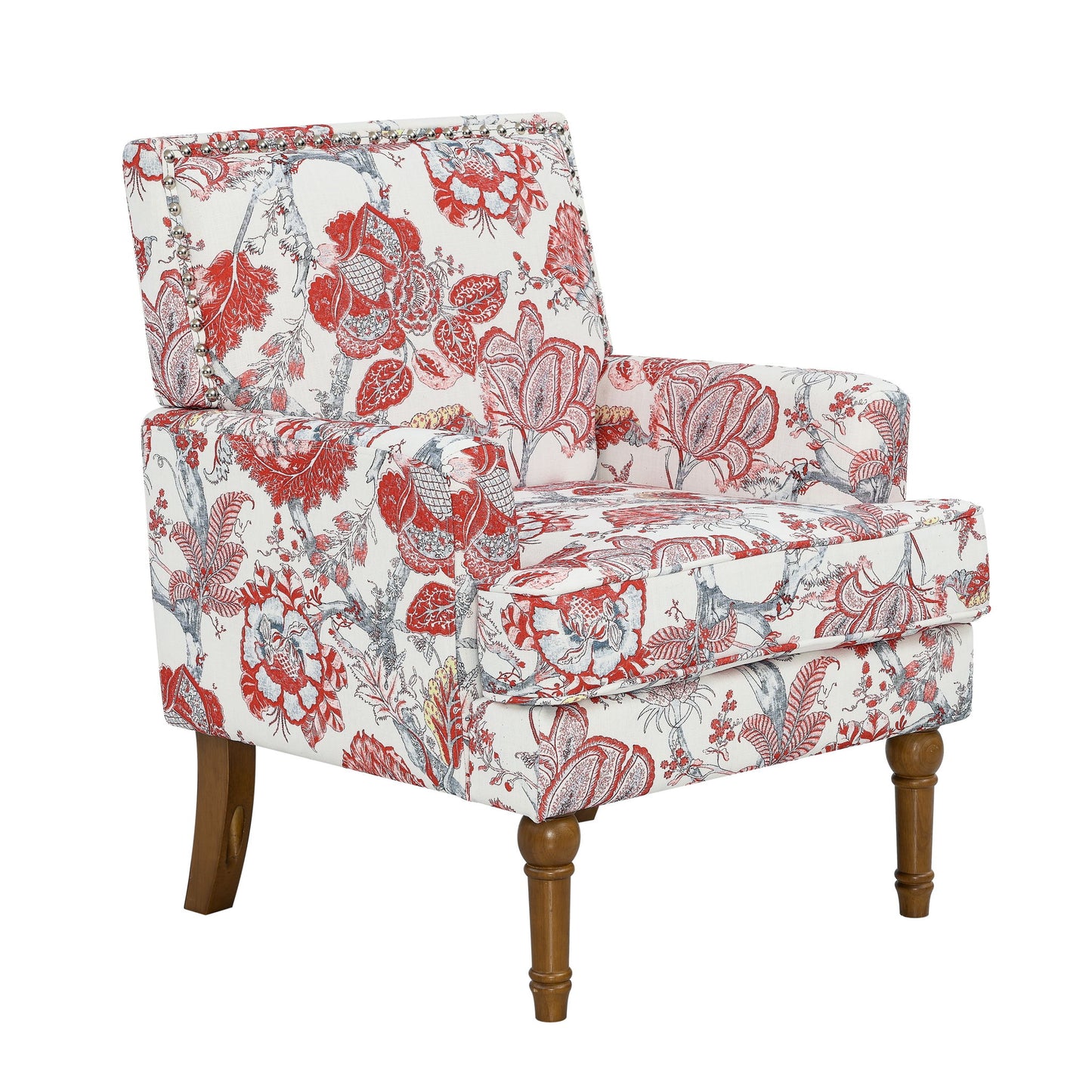 Floral Accent Armchair With Nailhead Trim Home Essentials