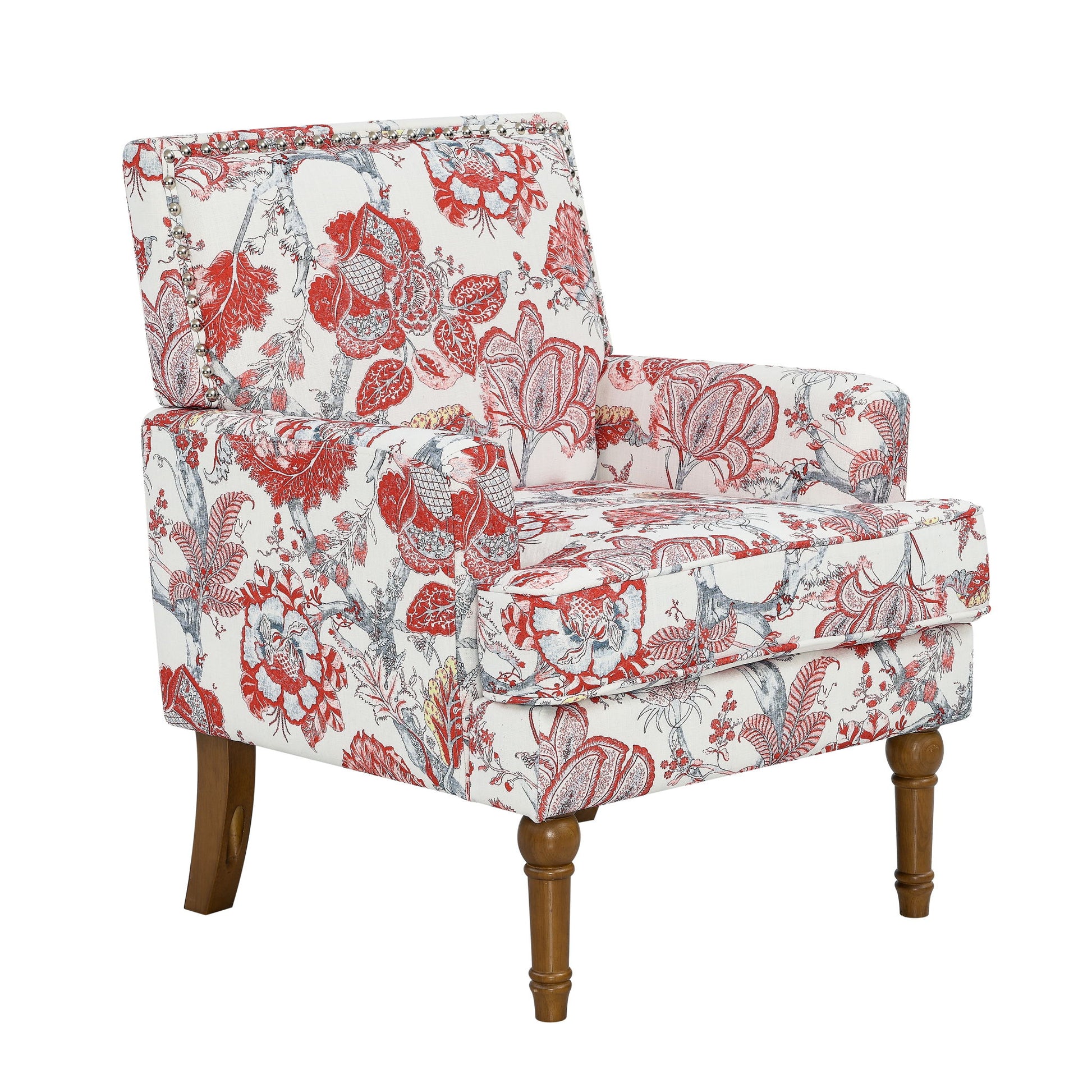 Floral Accent Armchair With Nailhead Trim Home Essentials
