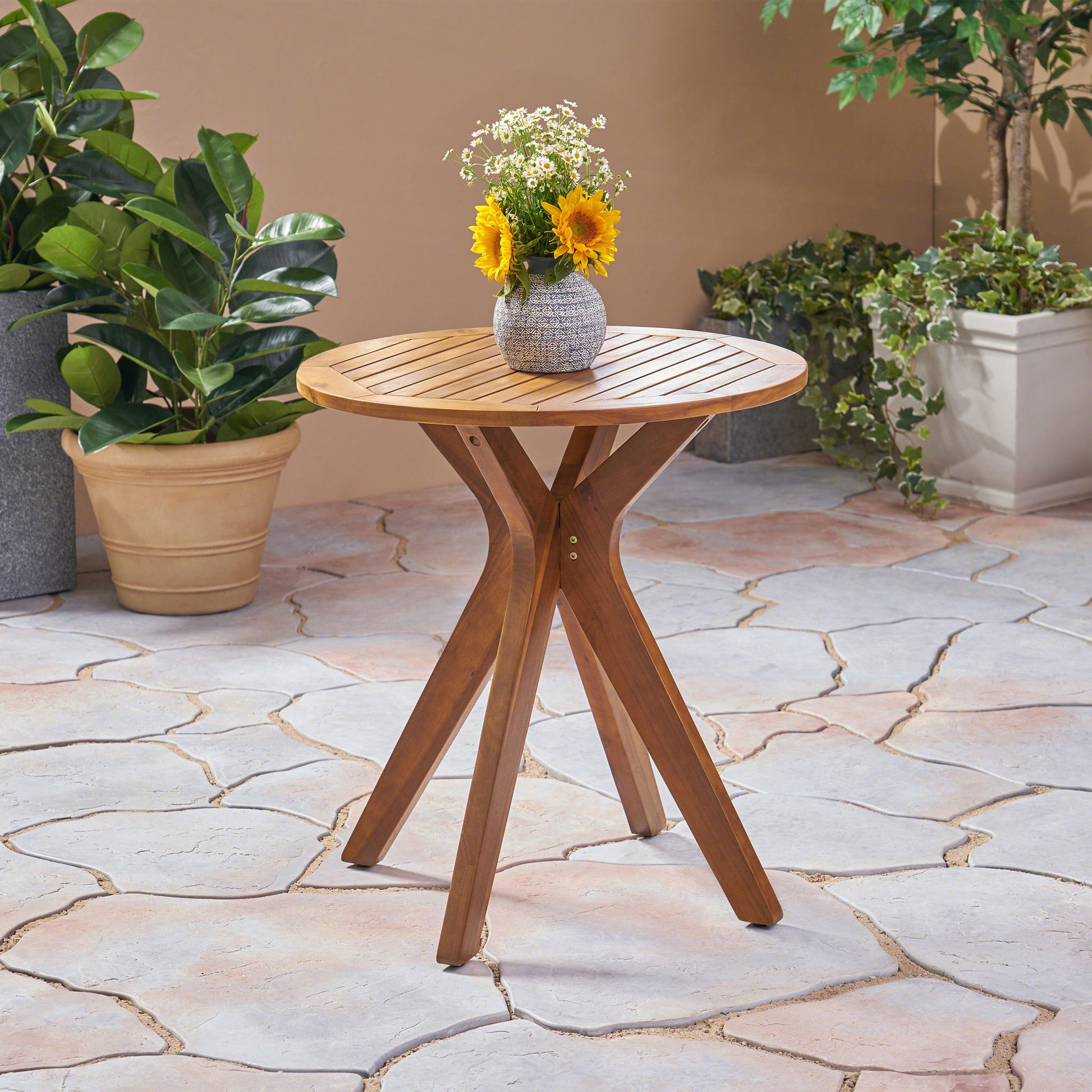 Stamford - Outdoor Bistro Table Acacia Wood X - Base - Teak Noble House