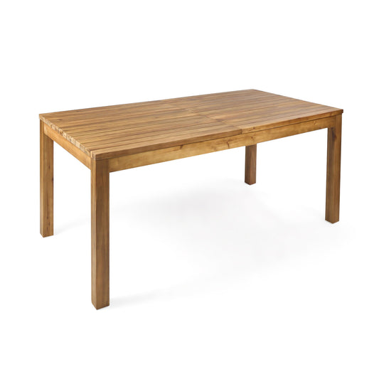 Wilson - Expandable Dining Table With Slat Design - Teak Acacia Wood Noble House
