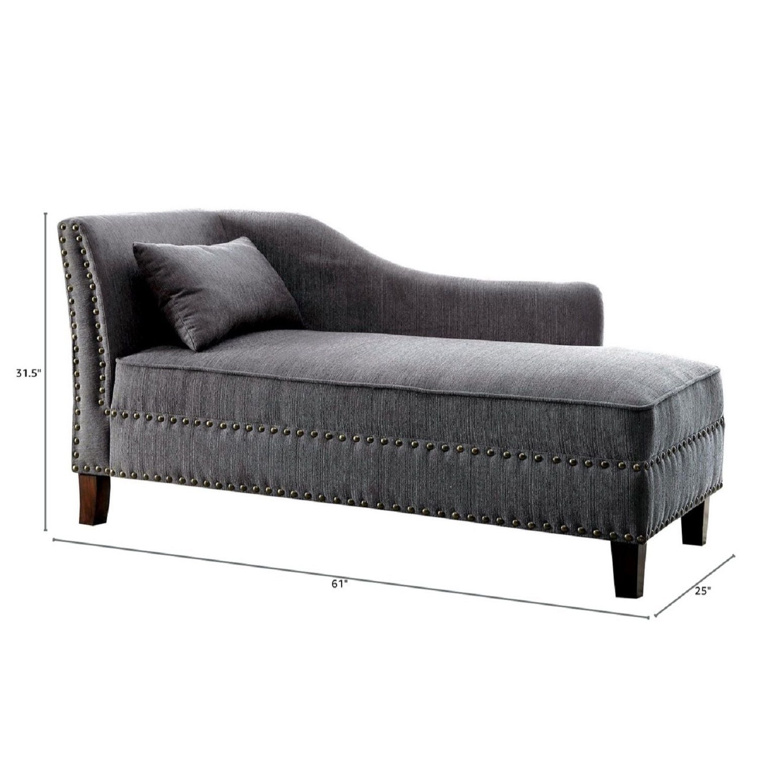 Chaise With Nailhead Trim And Plush Pillow Home Essentials