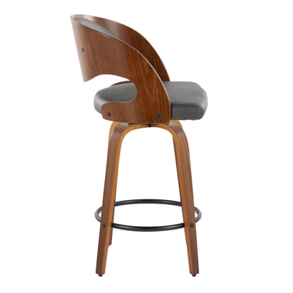 Pino - Mid Century Modern Fixed Height Barstool With Swivel With Round Footrest (Set of 2) Lumi Source