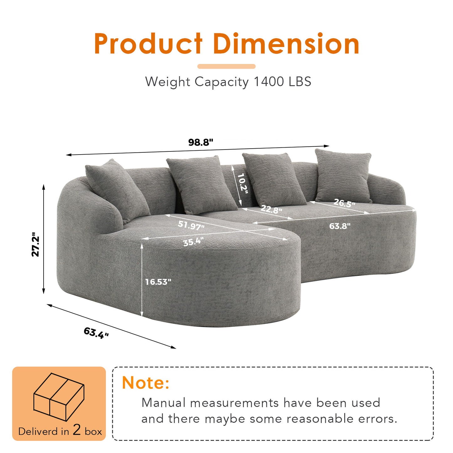 Combined Sofa With 4 Pillows Home Essentials