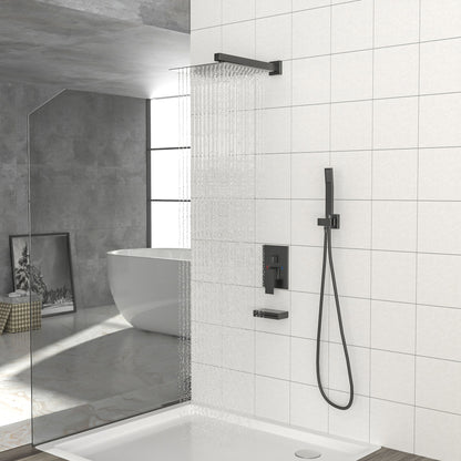 12" Ceiling Mount Square Shower System With Waterfall Tub Spout And Handheld Shower Daily Nest