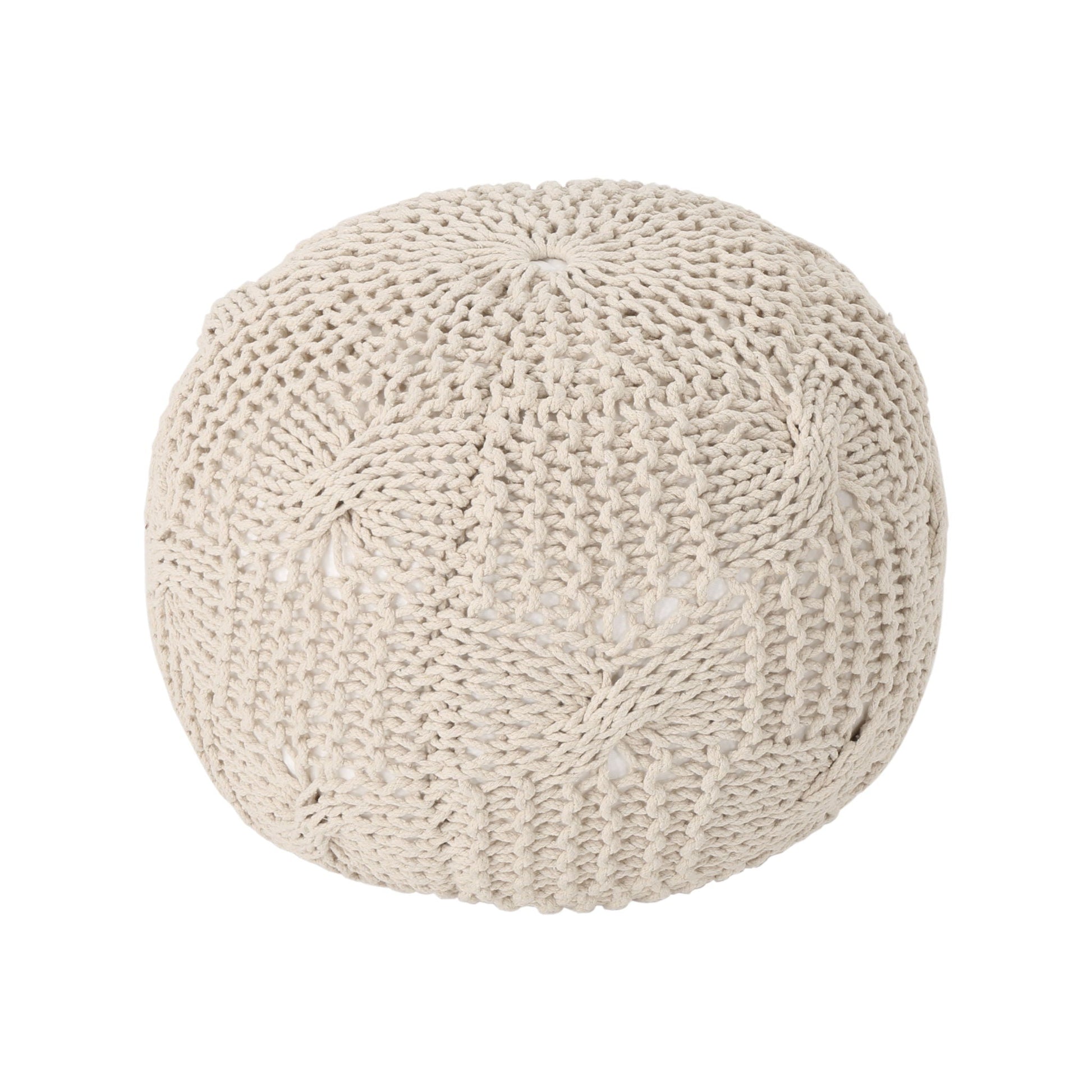Bordeaux - Knitted Cotton Round Pouf Home Essentials