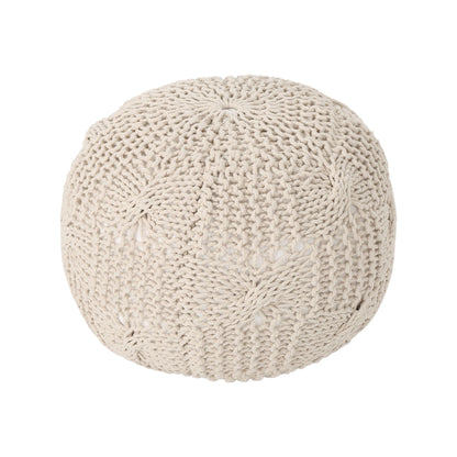 Bordeaux - Knitted Cotton Round Pouf Home Essentials