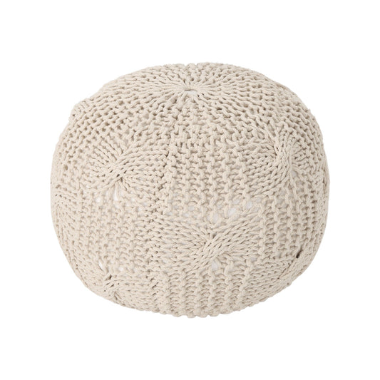 Bordeaux - Knitted Cotton Round Pouf Home Essentials