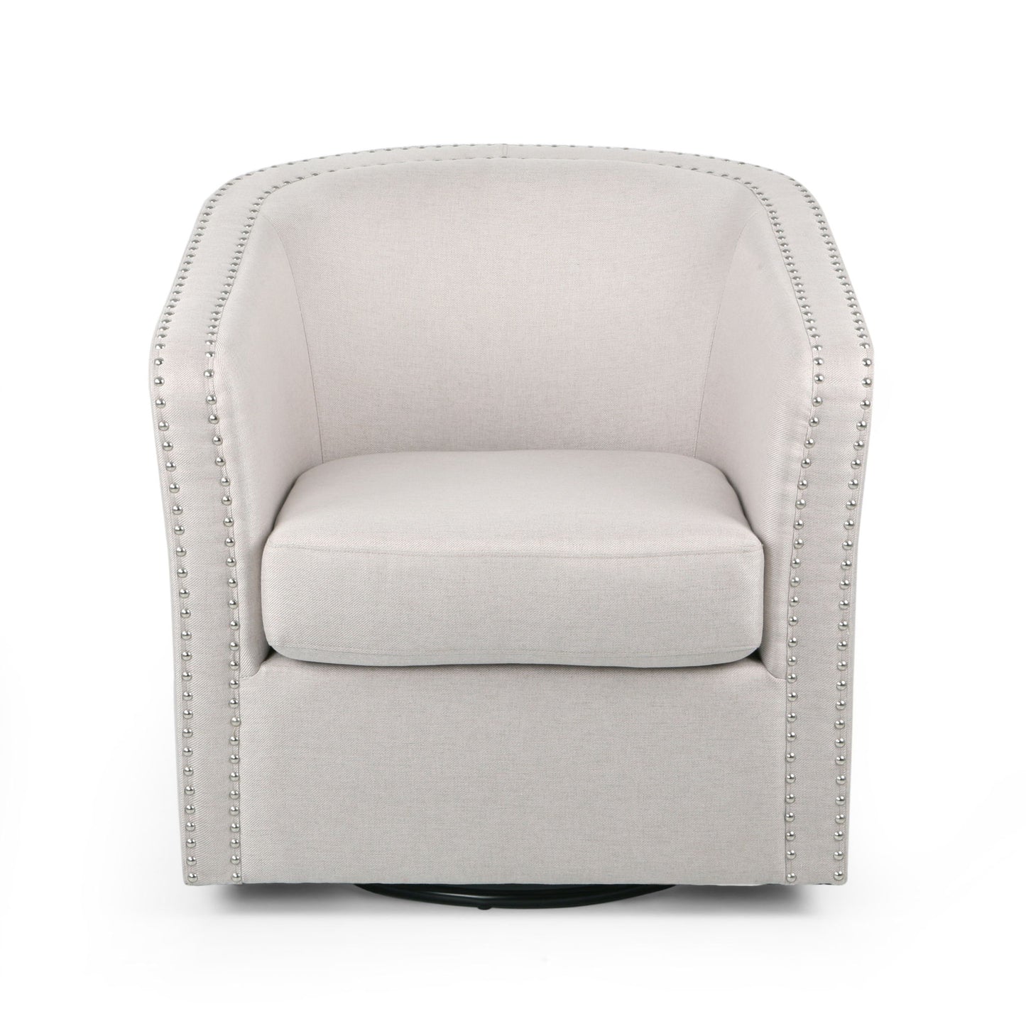 Modern Upholstered Swivel Club Chair With Nailhead Trim Noble House