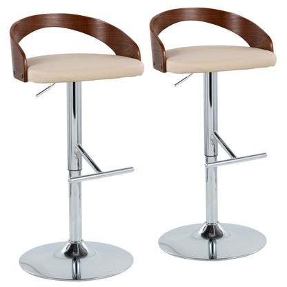 Grotto - Mid Century Modern Adjustable Height Barstool, Swivel With Straight T Footrest (Set of 2) Lumi Source