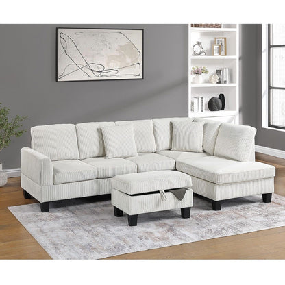 Sectional Sofa With Storage Ottoman And Pillows Home Essentials