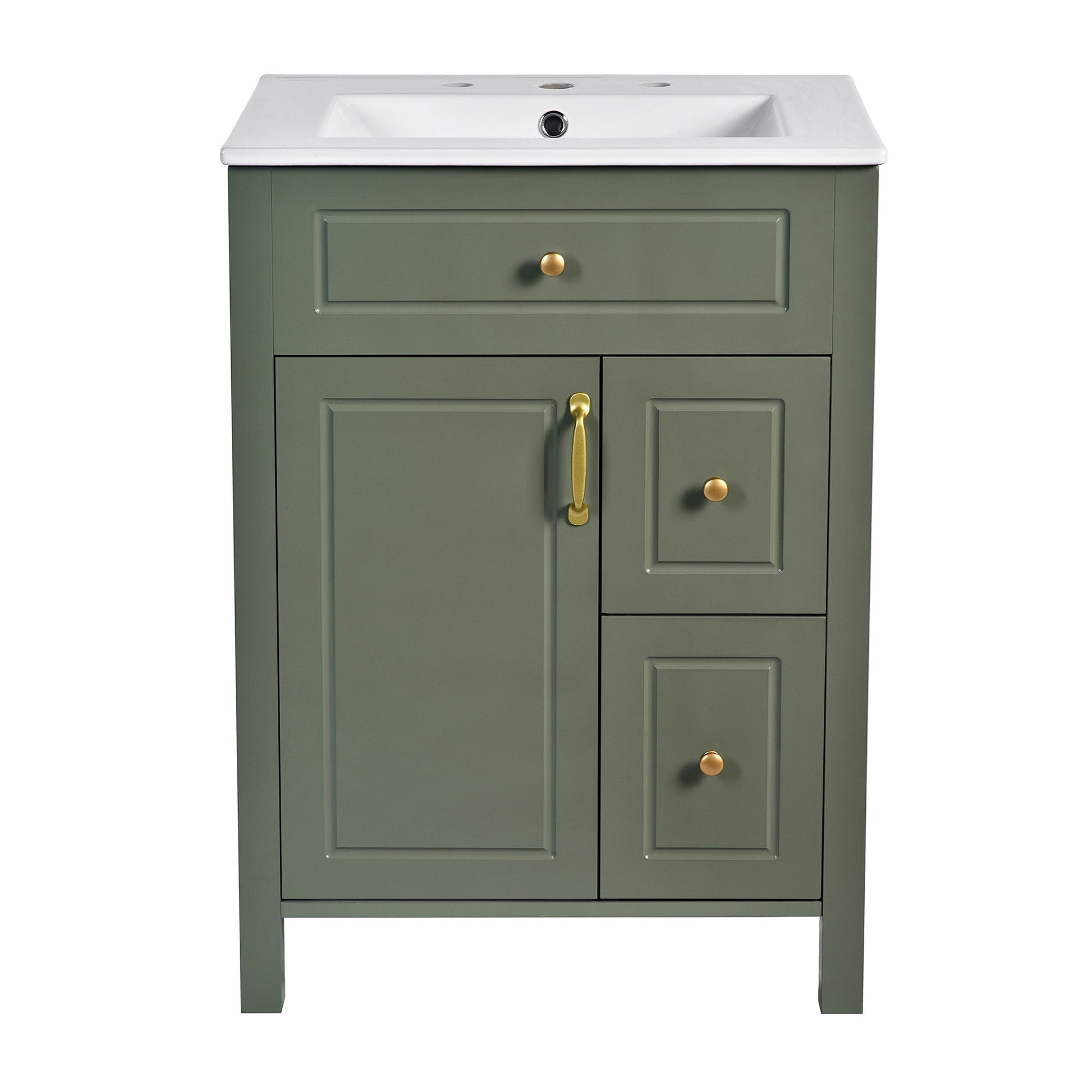 Elegant Bathroom Vanity With Ceramic Sink, Soft Close Doors And Drawers, Double Storage Racks Hearth and Haven