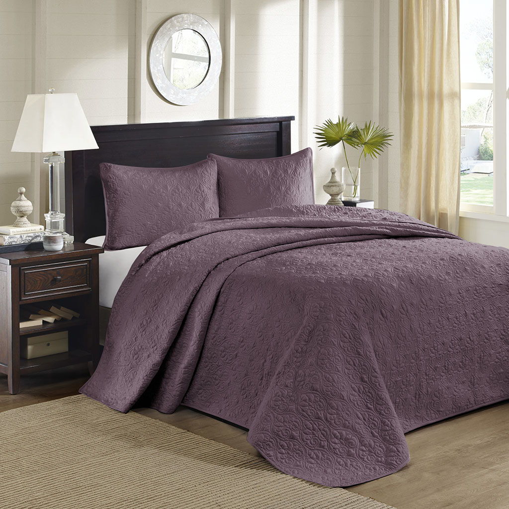 Quebec - King Reversible Bedspread Set - Purple Madison Park
