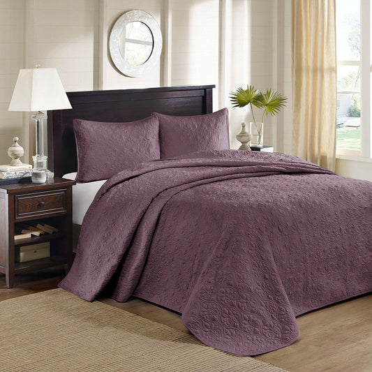 Quebec - King Reversible Bedspread Set - Purple Madison Park